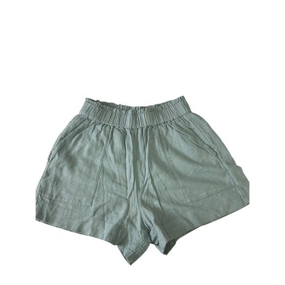 Abercrombie & Fitch Womens Linen Blend Light Green Elastic Waist Shorts Small - Picture 1 of 12